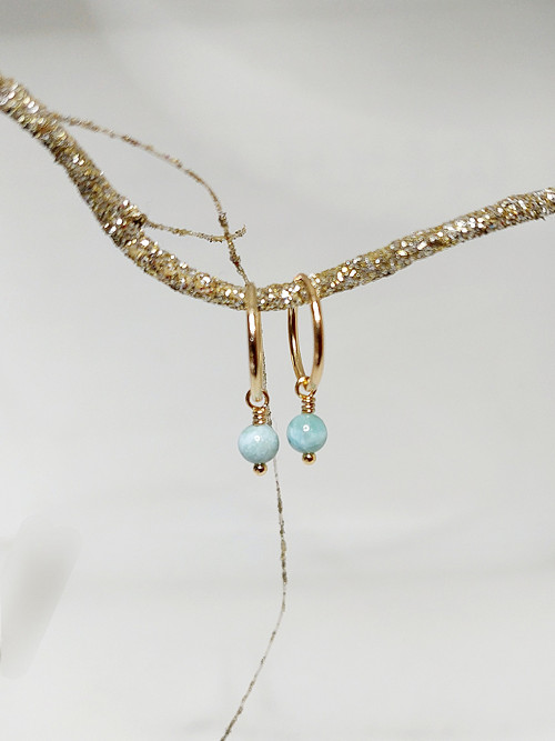"DUO LARI" kruhy GF 5% zlata 14Kt, larimar