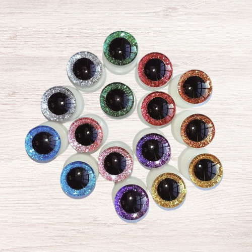 Glitrové oči 1 pár 14 mm, ČOČKA UPROSTŘED