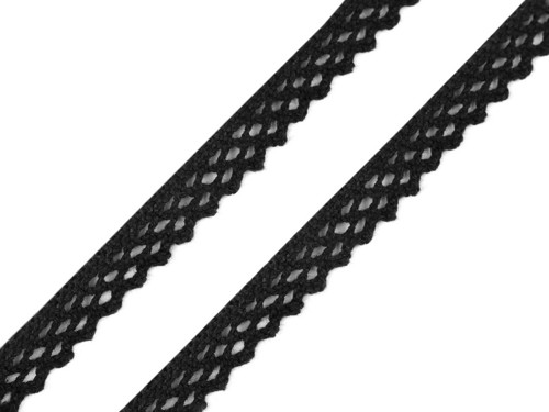Bavlněná paličkovaná krajka 12 mm (1m) - černá