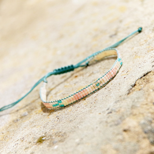 PEACH TURQUOISE - tkaný Miyuki náramek — foto 1