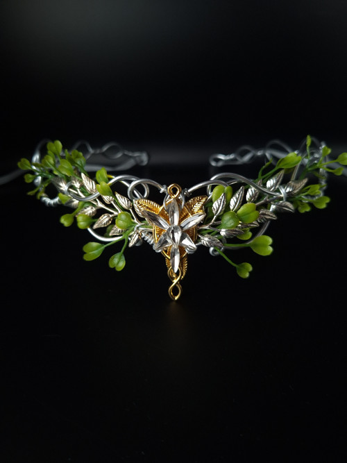 Elfská listečková •tiara• nature