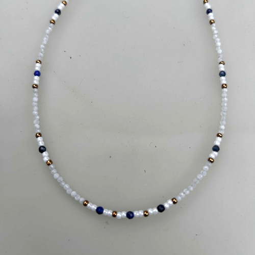 Řetízek s lapis lazuli a měsíčním kamenem