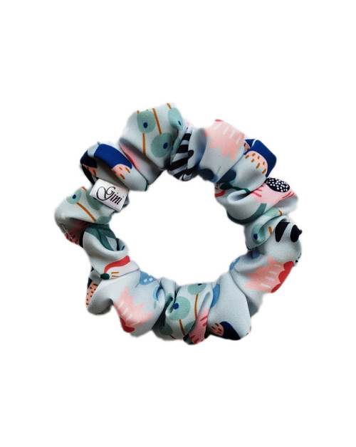 Gini HEDVÁBNÁ scrunchie S - FLOWER SKY