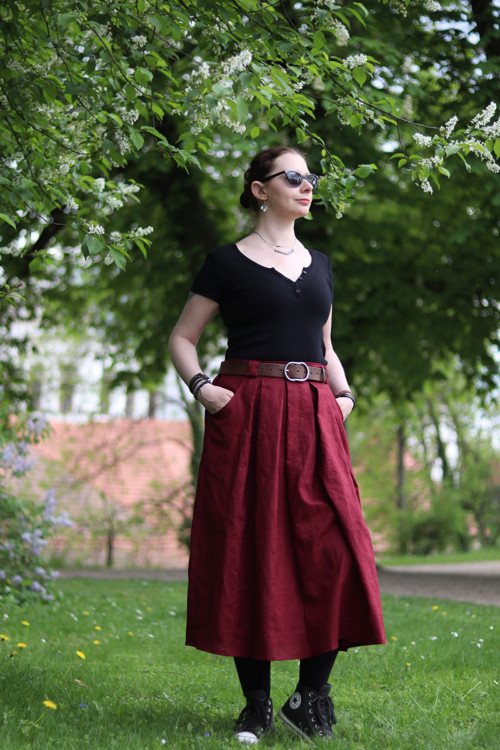 Lněná sukně wine — foto 1