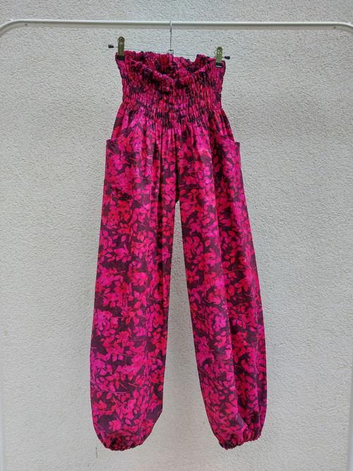 Turecké kalhoty Hnědo růžové-bali batik