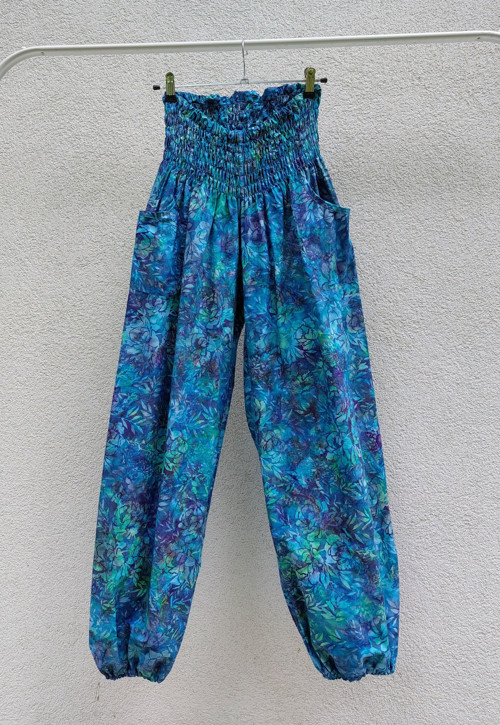 Turecké kalhoty Modrozelené-bali batik — foto 1