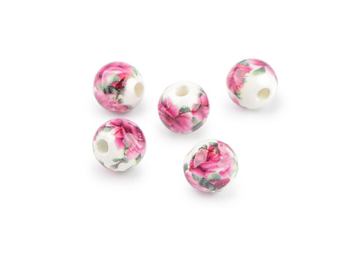 Porcelánové korálky 10 mm (5ks) - růže