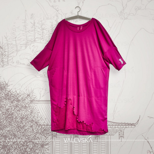 Oversize šaty magenta — foto 1