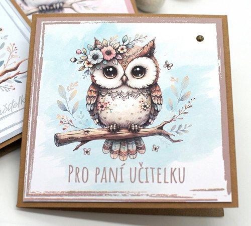 Přání pro paní učitelku BOHO sovička