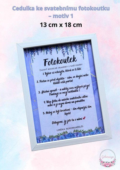 Cedulka ke svatebnímu fotokoutku – motiv 1
