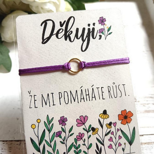 Náramek na šňůrce - Pro paní učitelku - nerez