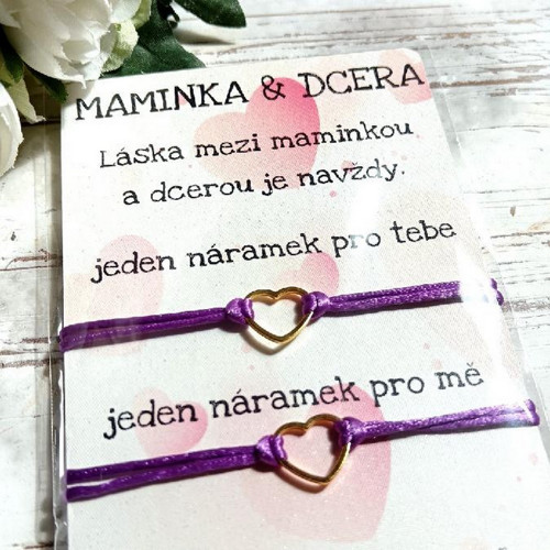 Náramek na šňůrce - 2ks pro mámu a dceru - nerez