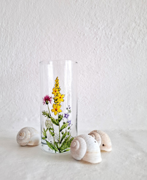 Verbascum sklenice 300ml - ruční malba