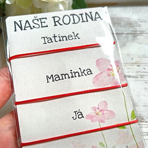 Náramek na šňůrce - 3ks rodina - kabbalah šňůrka