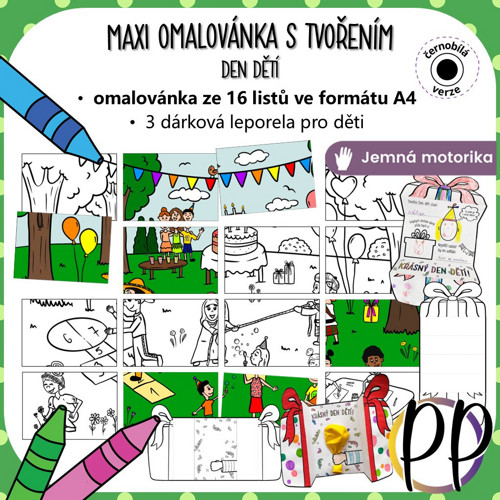 Den dětí - maxi omalovánka s tvořením (PDF)