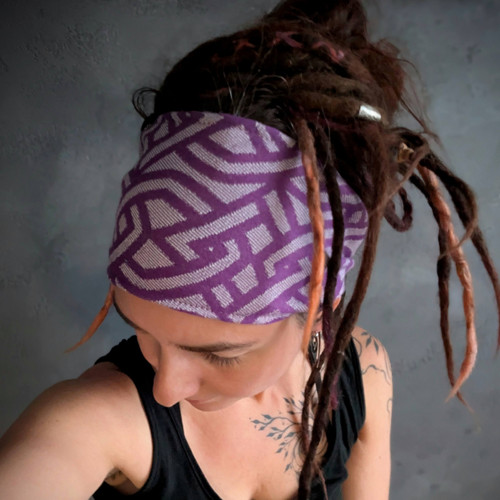 Šátková čelenka Braid fialová