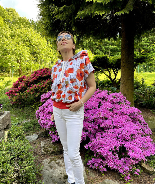Elegantní vestička “máky akvarel”