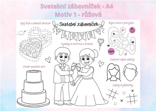 Svatební zábavníček - Motiv 1 - růžová