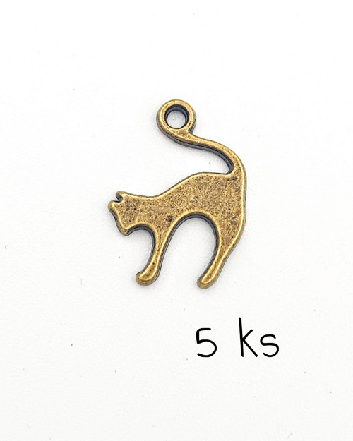 Nahrbená kočka 20x9 mm bronz, 5 ks