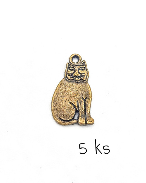 Nabručený kocour 19x12 mm bronz, 5 ks