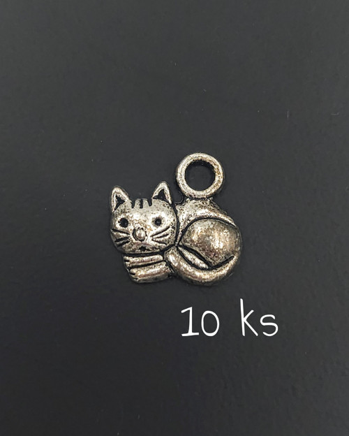 Ležící kočička 14x14 mm, 10 ks