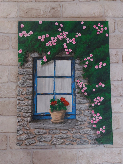 Okno šípkové Růženky 30x40 - akrylový obraz
