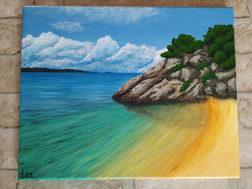 Kamenitý záliv 24x30 - akrylový obraz na plátně
