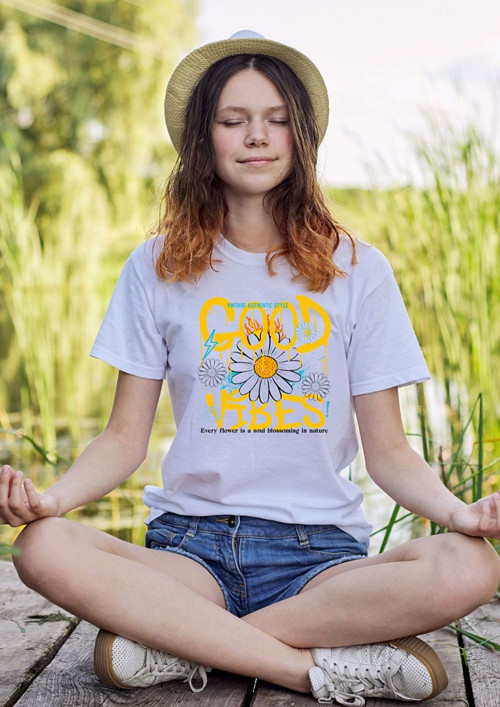Dětské/dívčí tričko "Good Vibes & Daisy"