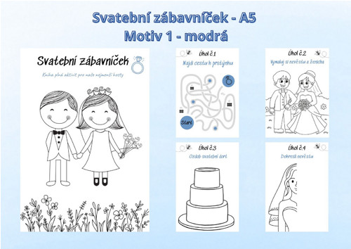 Svatební zábavníček A5 - Motiv 1 - modrá - PDF