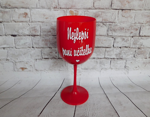 Sklenička Nejlepší paní učitelka červená
