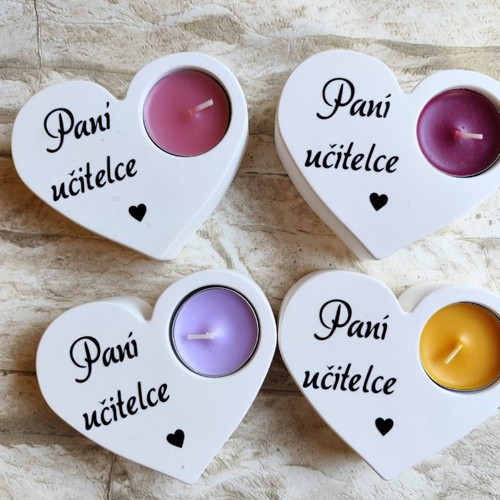 Srdce svícen pro paní učitelku