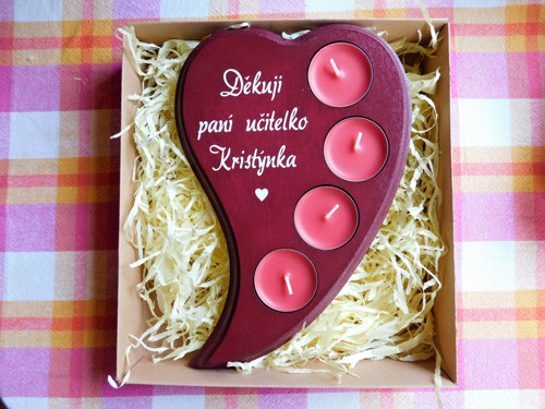 Svícen Děkuji paní učitelko, dárkové balení