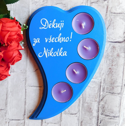 Personalizovaný dřevěný svícen pro paní učitelku