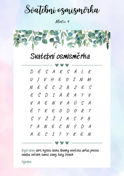 Svatební osmisměrka A5 - Motiv 4