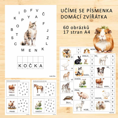 UČÍME SE PÍSMENKA - DOMÁCÍ ZVÍŘÁTKA v PDF