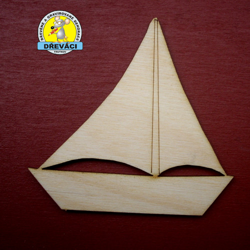 Dřevěný výřez Loďka plachetnice 7 cm KV0008 X