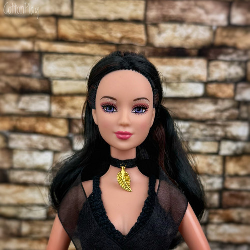 Náhrdelník pro Barbie - lístek zlatý