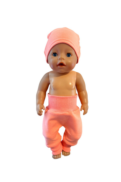 Tepláky s čiapkou pre BABY BORN - 43 cm, oranžové