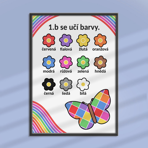 Učení sa barev motýl abstract - čtverce