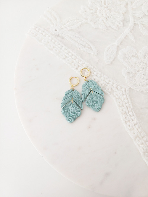 Náušnice BOTANICA TEAL (nerez ocel, zirkony)