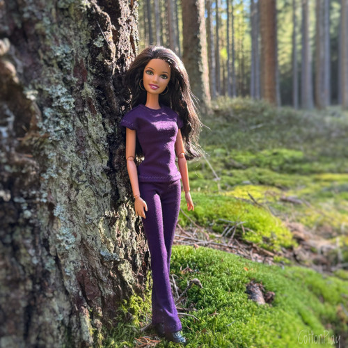 Fialové elastické kalhoty pro Barbie — foto 1