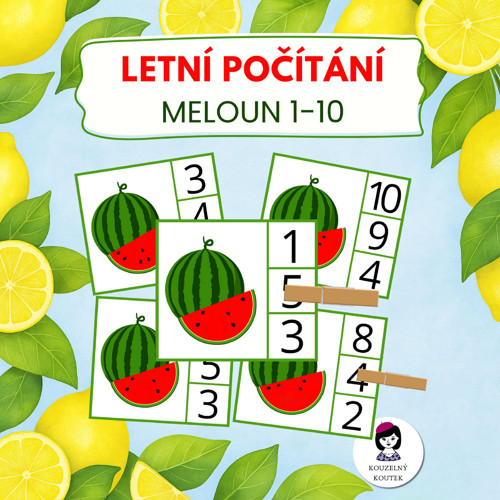 Letní melounové počítání - kolíčkování, 1-10