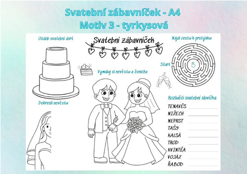 Svatební zábavníček - Motiv 3 - tyrkysová