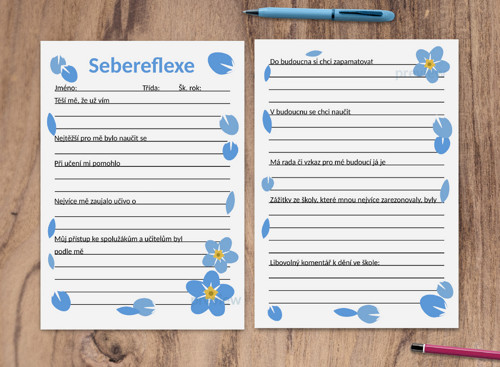 (formativní) Sebereflexe floral 2 - pomněnky