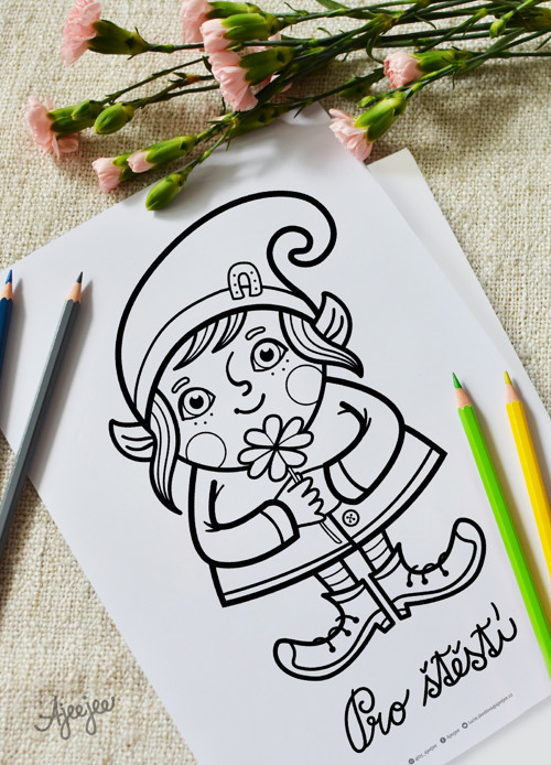 Skřítci pro štěstí - omalovánka (K TISKU)