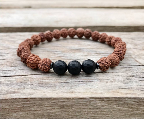 Náramok - rudraksha, ónyx