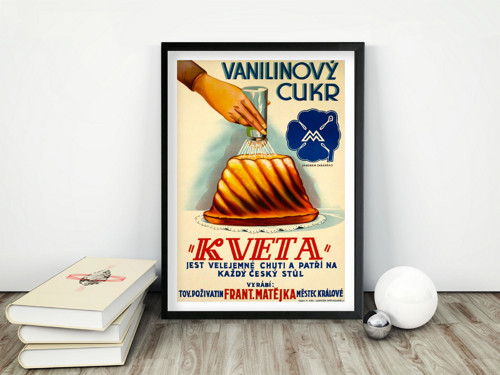 Vintage plakát Vanilinový cukr Kveta bábovka 1950