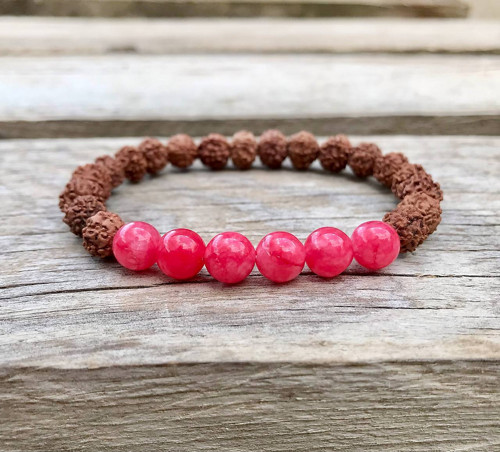 Náramok - rudraksha, jadeit