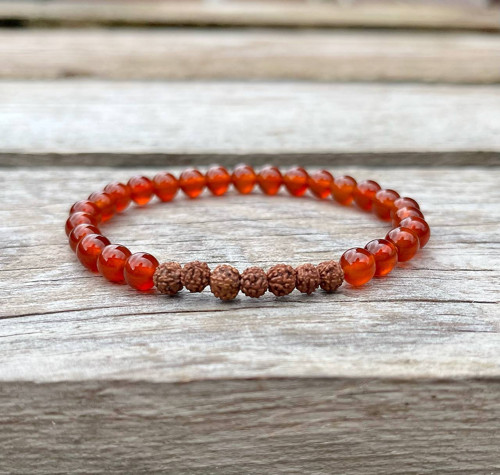 Náramok - karneol, rudraksha