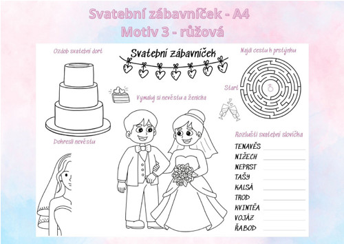 Svatební zábavníček - Motiv 3 - růžová